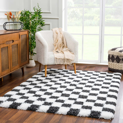Atira Black & White Checkered Area Rug Rugs TriadCommerceInc