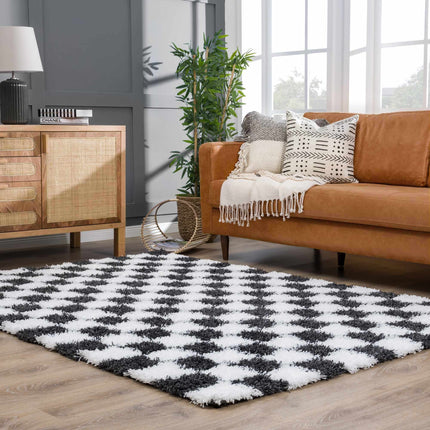 Atira Black & White Checkered Area Rug Rugs TriadCommerceInc