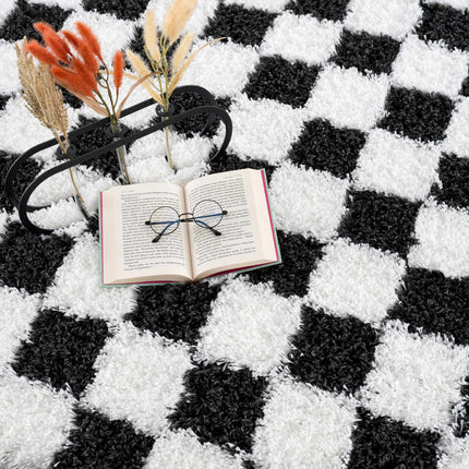 Atira Black & White Checkered Area Rug Rugs TriadCommerceInc