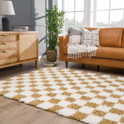 Atira Mustard Checkered Area Rug Rugs TriadCommerceInc 5'3" x 7'3" Rectangle