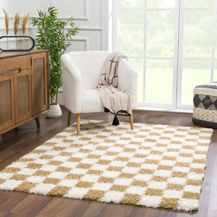 Atira Mustard Checkered Area Rug Rugs TriadCommerceInc