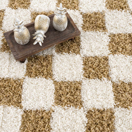 Atira Mustard Checkered Area Rug Rugs TriadCommerceInc