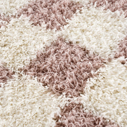 Atira Pink Checkered Shag Rug Rugs TriadCommerceInc