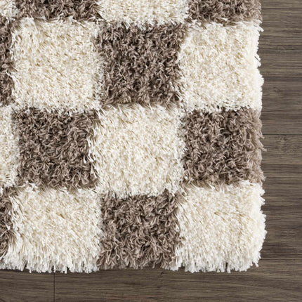Atira Brown Checkered Area Rug Rugs TriadCommerceInc