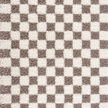 Atira Brown Checkered Area Rug Rugs TriadCommerceInc