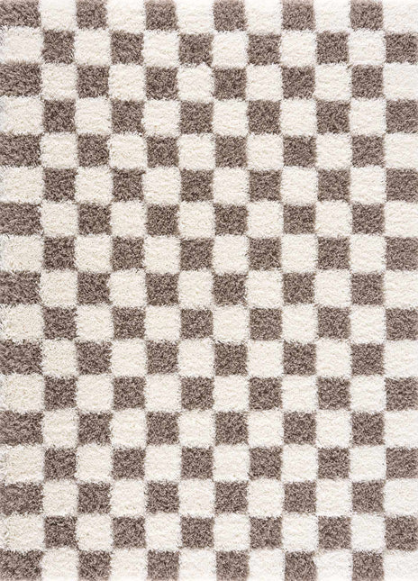 Atira Brown Checkered Area Rug Rugs TriadCommerceInc
