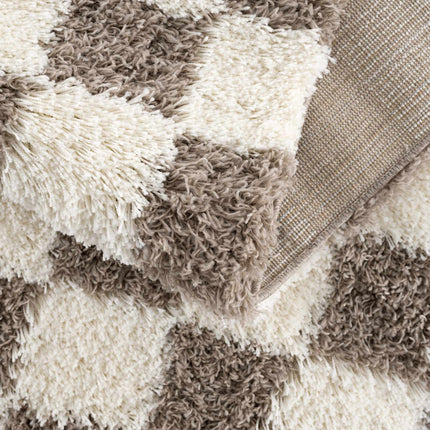 Atira Brown Checkered Area Rug Rugs TriadCommerceInc