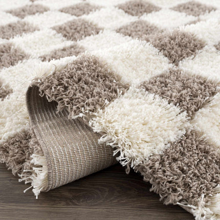Atira Brown Checkered Area Rug Rugs TriadCommerceInc