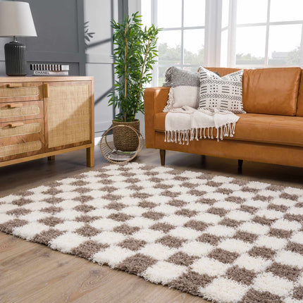 Atira Brown Checkered Area Rug Rugs TriadCommerceInc 5'3" x 7'3" Rectangle