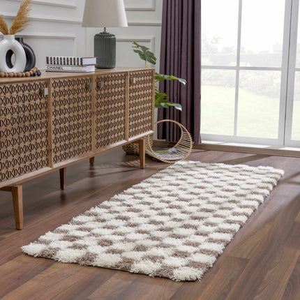 Atira Brown Checkered Area Rug Rugs TriadCommerceInc
