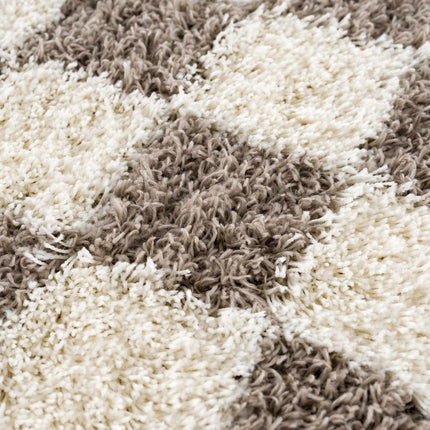 Atira Brown Checkered Area Rug Rugs TriadCommerceInc
