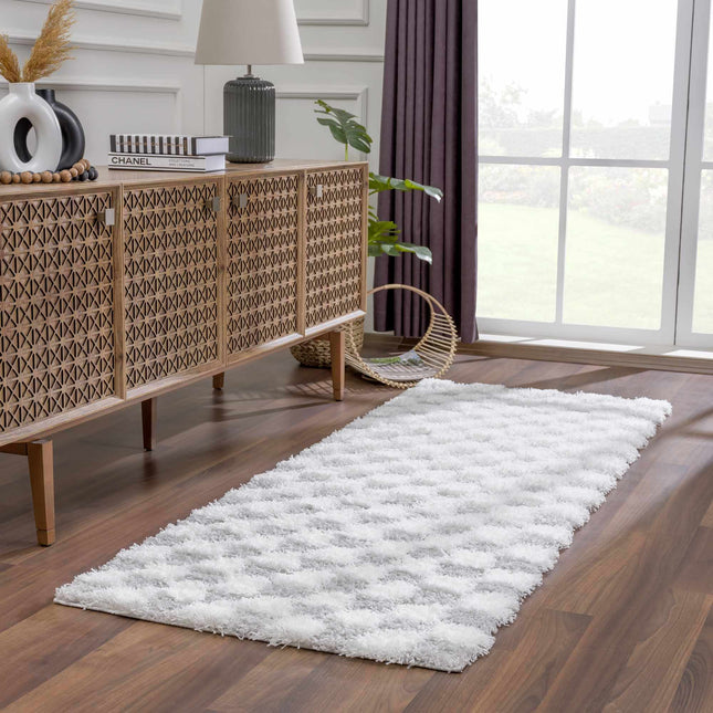 Atira Gray Checkered Area Rug Rugs TriadCommerceInc