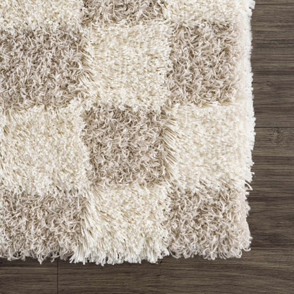 Atira Light Brown Checkered Area Rug Rugs TriadCommerceInc