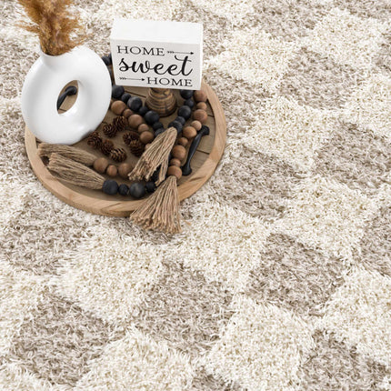 Atira Light Brown Checkered Area Rug Rugs TriadCommerceInc