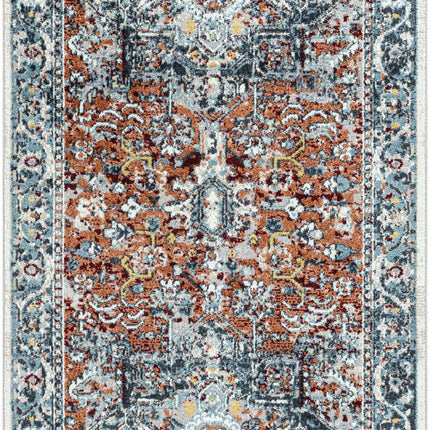 Cabacungan Blue & Rust Washable Area Rug - Clearance Rugs TriadCommerceInc