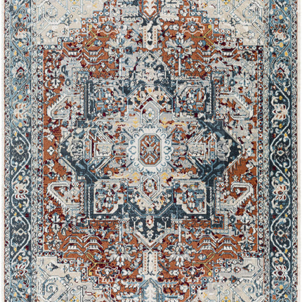 Cabacungan Blue & Rust Washable Area Rug - Clearance Rugs TriadCommerceInc