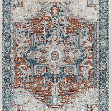 Cabacungan Blue & Rust Washable Area Rug - Clearance Rugs TriadCommerceInc