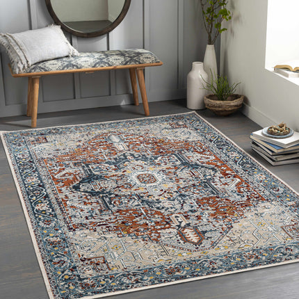 Cabacungan Blue & Rust Washable Area Rug - Clearance Rugs TriadCommerceInc