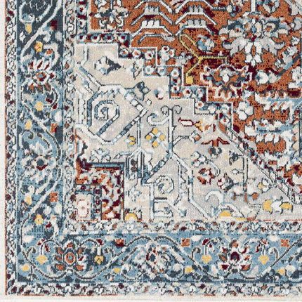Cabacungan Blue & Rust Washable Area Rug - Clearance Rugs TriadCommerceInc