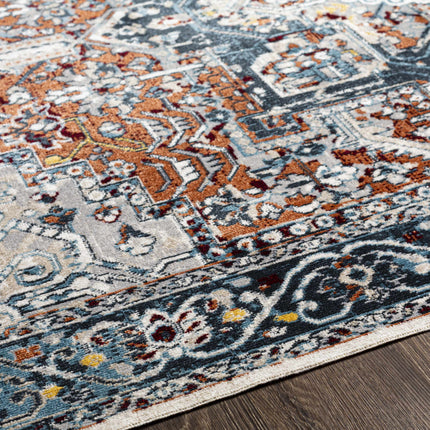 Cabacungan Blue & Rust Washable Area Rug - Clearance Rugs TriadCommerceInc
