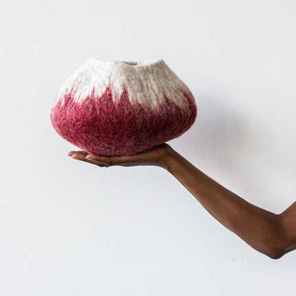 Berry Red Ombre Decorative Wool Ukhamba Bowl Baskets & Vessels TriadCommerceInc Single