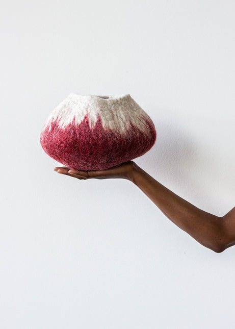 Berry Red Ombre Decorative Wool Ukhamba Bowl Baskets & Vessels TriadCommerceInc Single