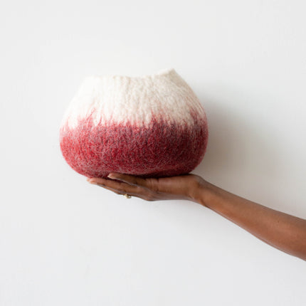 Berry Red Ombre Decorative Wool Ukhamba Bowl Baskets & Vessels TriadCommerceInc