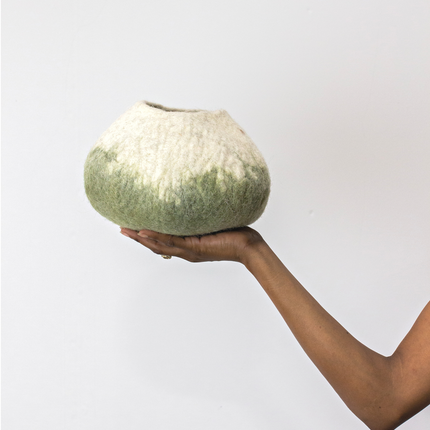 Olive Green Ombre Wool Decorative Ukhamba Bowl Baskets & Vessels TriadCommerceInc Single