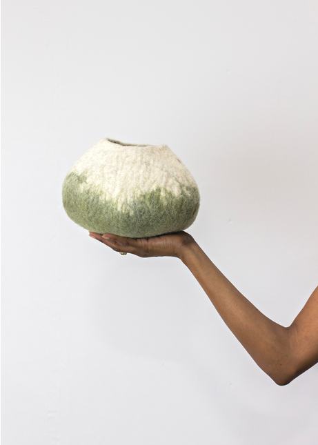 Olive Green Ombre Wool Decorative Ukhamba Bowl Baskets & Vessels TriadCommerceInc Single