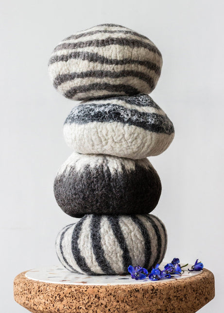 Midnight Ombre Hand-Felted Wool Decorative Ukhamba Bowl Baskets & Vessels TriadCommerceInc