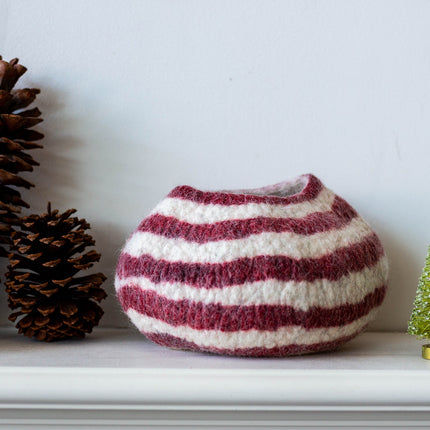 Berry Red Pathways Decorative Wool Ukhamba Bowl Baskets & Vessels TriadCommerceInc