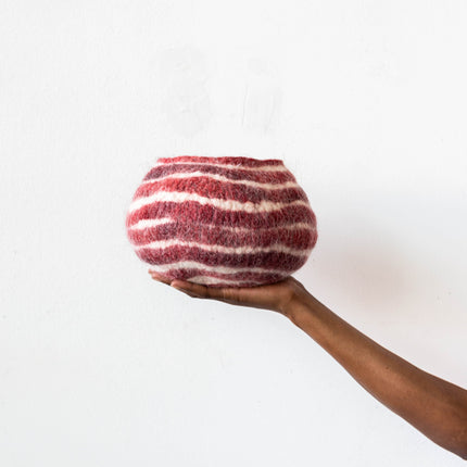 Berry Red Pathways Decorative Wool Ukhamba Bowl Baskets & Vessels TriadCommerceInc