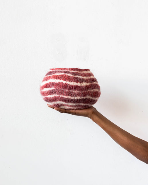 Berry Red Pathways Decorative Wool Ukhamba Bowl Baskets & Vessels TriadCommerceInc