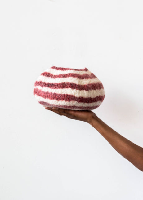 Berry Red Pathways Decorative Wool Ukhamba Bowl Baskets & Vessels TriadCommerceInc