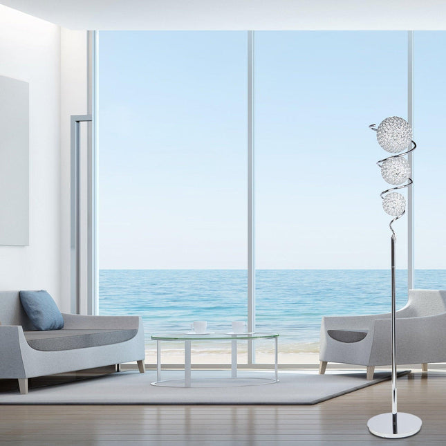 Vertical Crystal Sphere Floor Lamp // 3 Light Floor Lamps TriadCommerceInc   