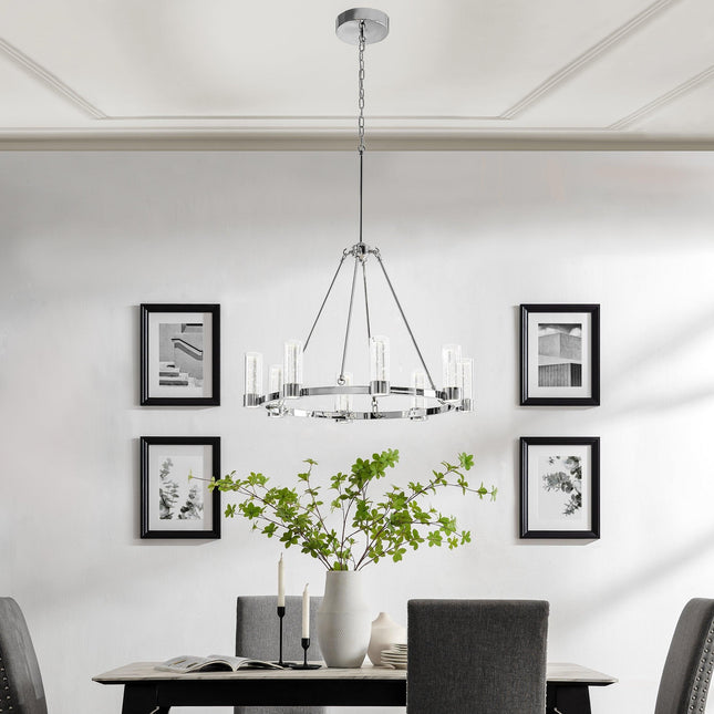 Victory 8 Light Chandelier //  Chrome Chandeliers TriadCommerceInc   