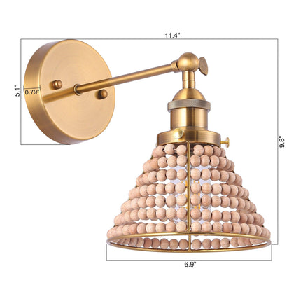 1-Light Modern Golden Wall Scone Light with Wooden Beads Home Decor > Lighting > Wall Lighting > Wall Sconces TriadCommerceInc