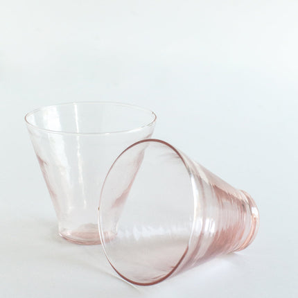 Handblown Hammered Funneled Glasses | Set of 2 Kitchen & Dining TriadCommerceInc Blush