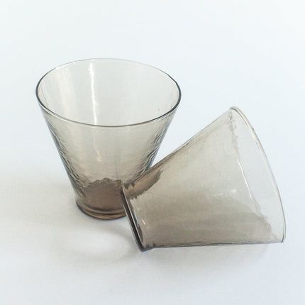 Handblown Hammered Funneled Glasses | Set of 2 Kitchen & Dining TriadCommerceInc Smoke