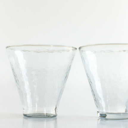 Handblown Hammered Funneled Glasses | Set of 2 Kitchen & Dining TriadCommerceInc Clear