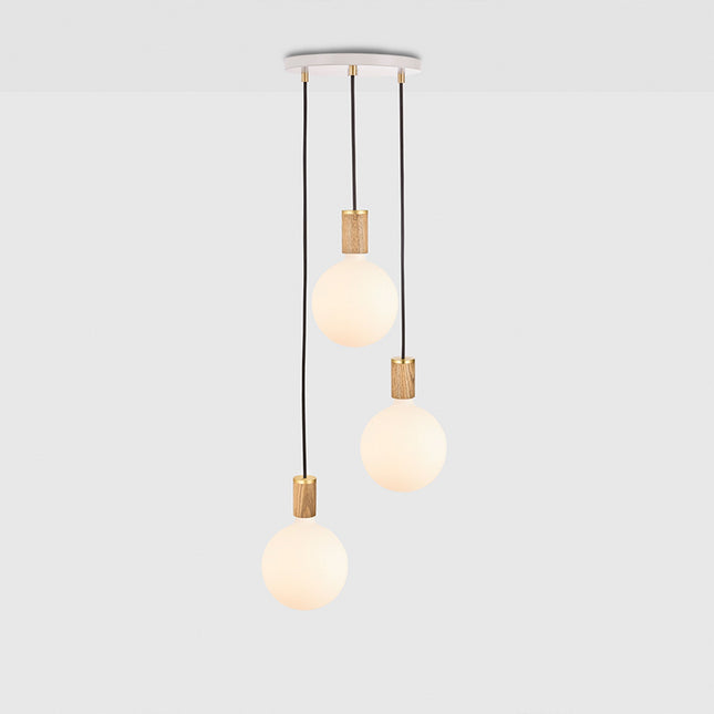 Triple Pendant in Oak + Sphere IV - White Canopy Home Decor > Lighting > Ceiling Lights > Pendant Lights > Cluster Pendants TriadCommerceInc Oak White Canopy
