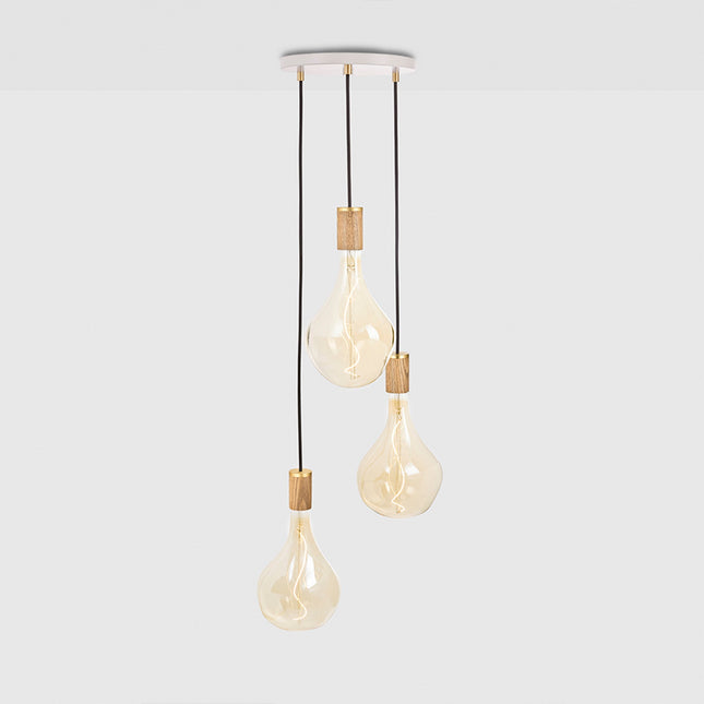 Triple Pendant in Oak + Voronoi II - White Canopy Home Decor > Lighting > Ceiling Lights > Pendant Lights > Cluster Pendants TriadCommerceInc Oak White Canopy