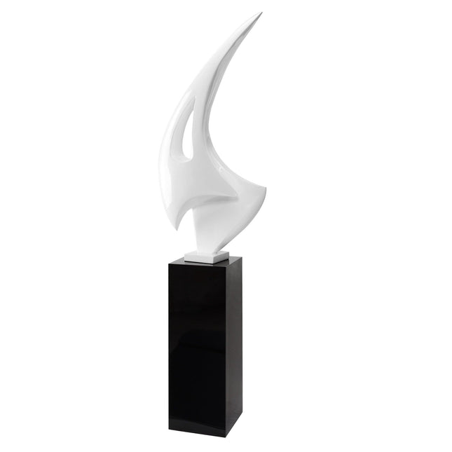 White Sail Floor Sculpture With Black Stand, 70" Tall Sculpture TriadCommerceInc   