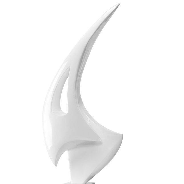 White Sail Floor Sculpture With White Stand, 70" Tall Sculpture TriadCommerceInc   