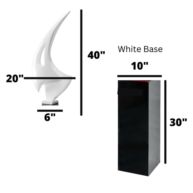 White Sail Floor Sculpture With White Stand, 70" Tall Sculpture TriadCommerceInc   