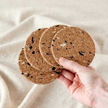 Wiid Black & White Speckled Cork Coasters - Set of 4 Entertaining & Serving TriadCommerceInc