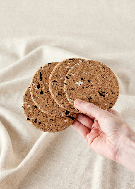 Wiid Black & White Speckled Cork Coasters - Set of 4 Entertaining & Serving TriadCommerceInc