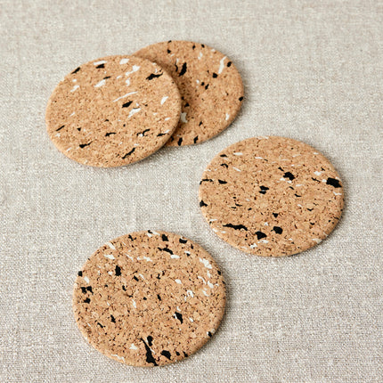 Wiid Black & White Speckled Cork Coasters - Set of 4 Entertaining & Serving TriadCommerceInc