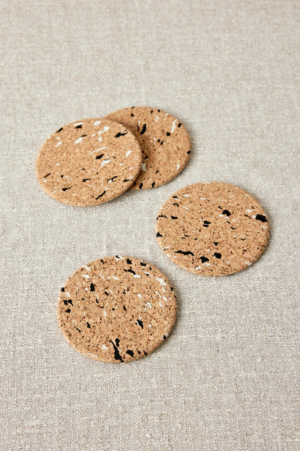 Wiid Black & White Speckled Cork Coasters - Set of 4 Entertaining & Serving TriadCommerceInc