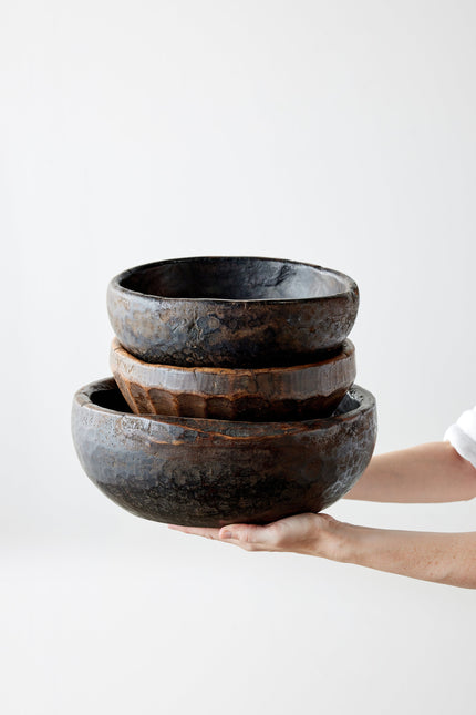 Vintage Iroko Wood Bowl Decorative Bowl TriadCommerceInc